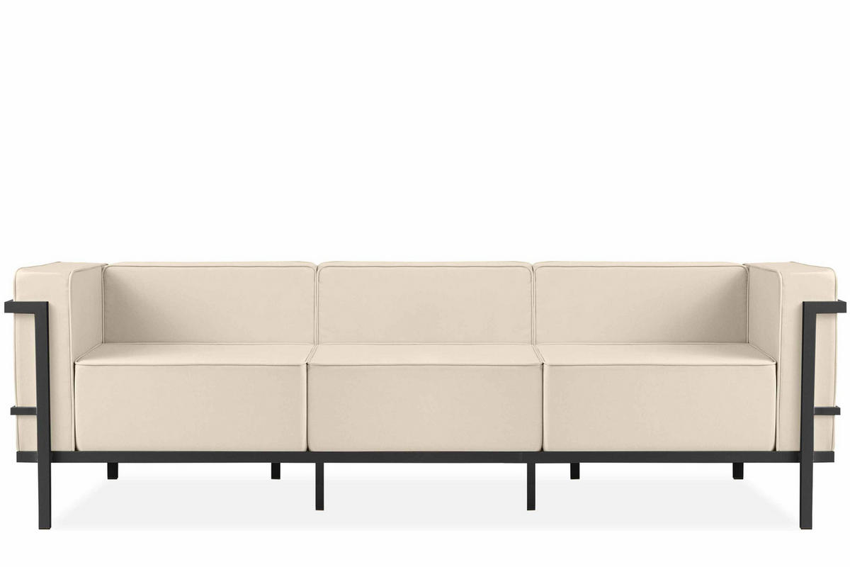 GARTENSOFA TRIGLO 3-Personen, Stahlrahmen, Modern, Dunkelgrau/Cremeweiß - Dunkelgrau/Creme, Textil/Metall (229/70/69cm) - KONSIMO®