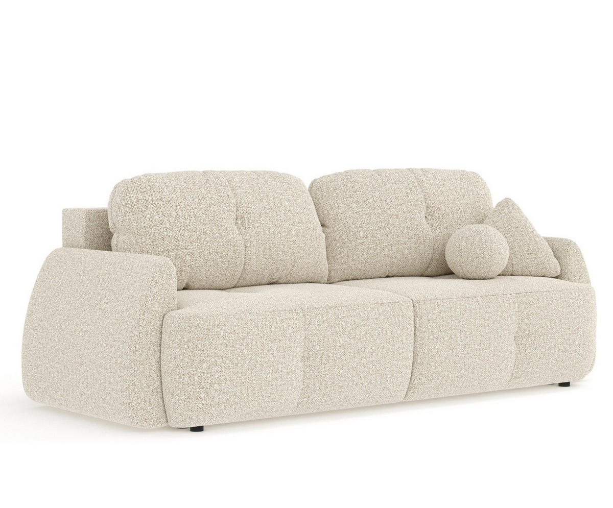 SCHLAFSOFA Loca Beige Plüschstoff - Beige/Schwarz, Holz/Holzwerkstoff (248/92/103cm) - Maison de Reve