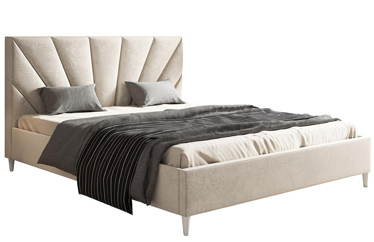 BETT Beige LUXO 3 Gepolstert Auf Hohen Beinen 120x200 cm - Beige, Textil (120/200cm) - Sepro Meble