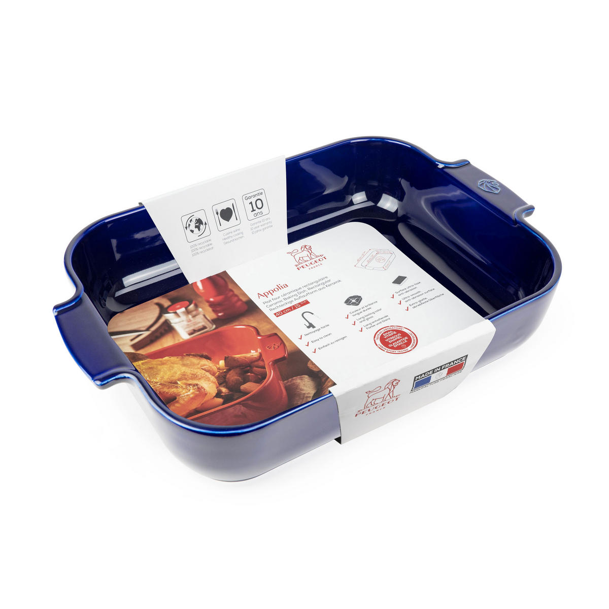 AUFLAUFFORM Keramik Appolia 40cm Rechteckig Blau Spülmaschinenfest - Blau, Keramik (27.2/40/8.3cm) - PEUGEOT