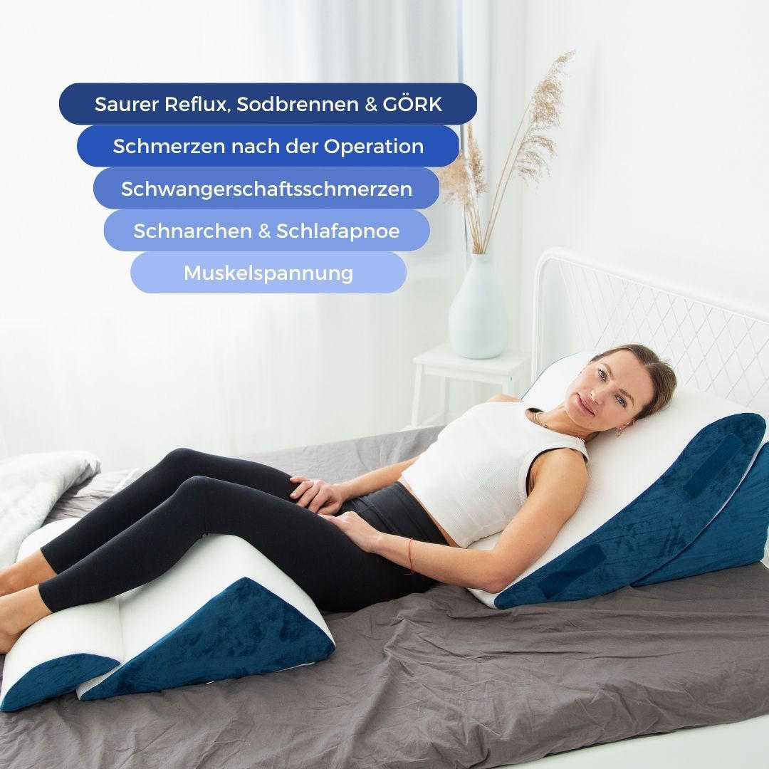 Thumbnail - KomfortKissen Orthopädisches, Weiß, Dunkelblau, Textil, 61x43 cm, Wohntextilien, Kissen, Rückenkissen