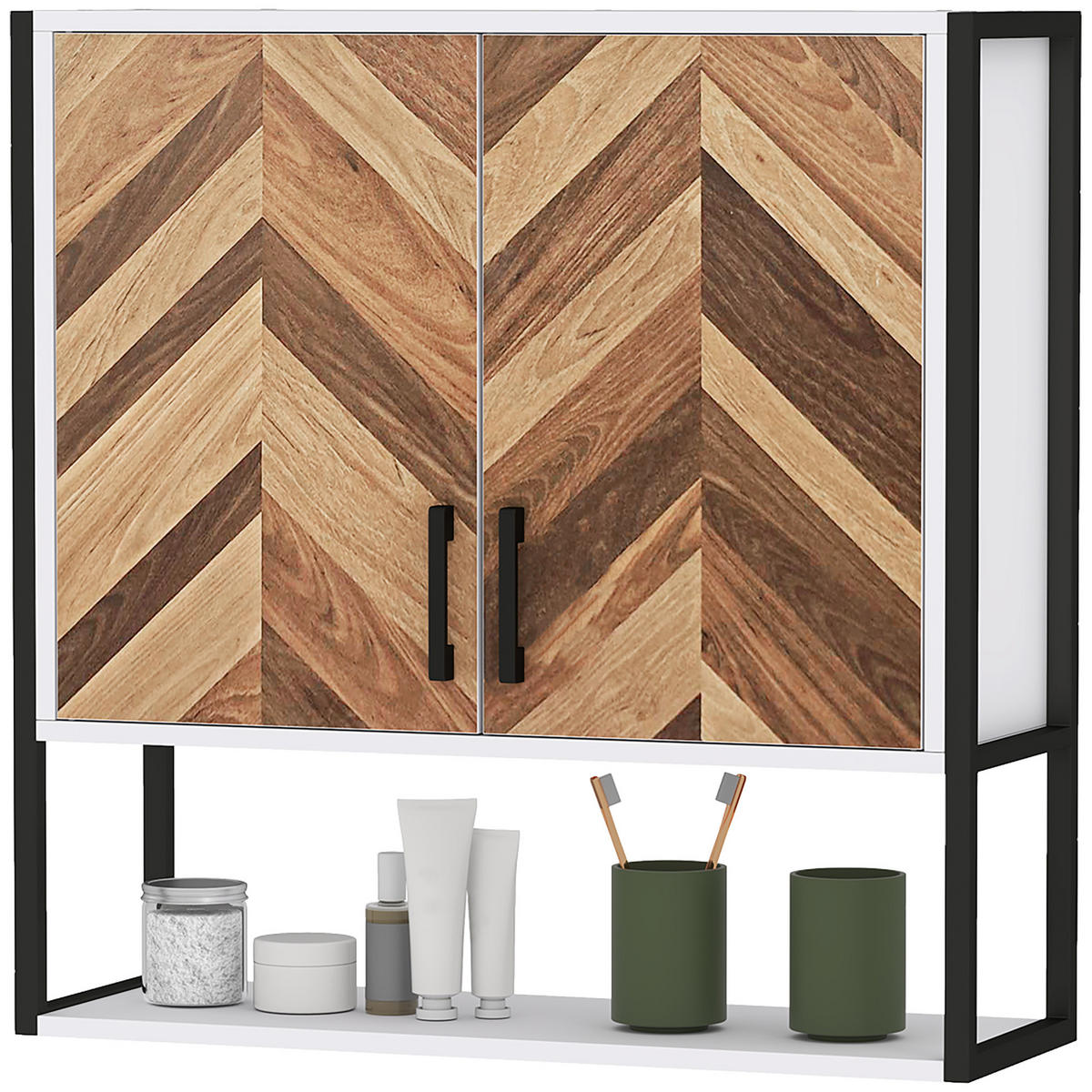HÄNGESCHRANK Weiß, Walnuss und Schwarz 1 Stück - Weiß, Metall (59/60/20cm) - GiPP