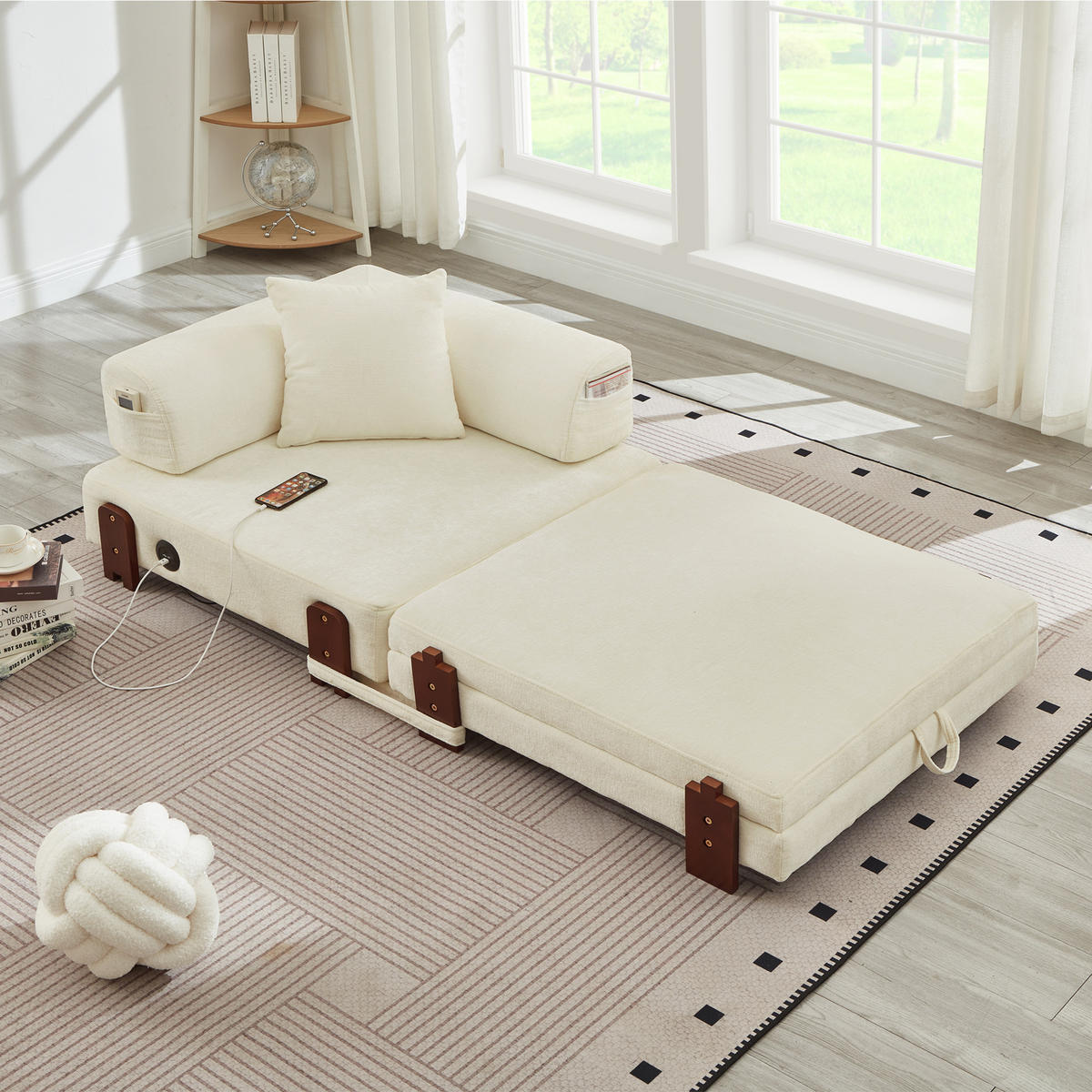 SCHLAFSOFA DE-35099 mit USB und Stauraum Beige - Beige, Textil (170.5/48/84cm) - ComfortXL