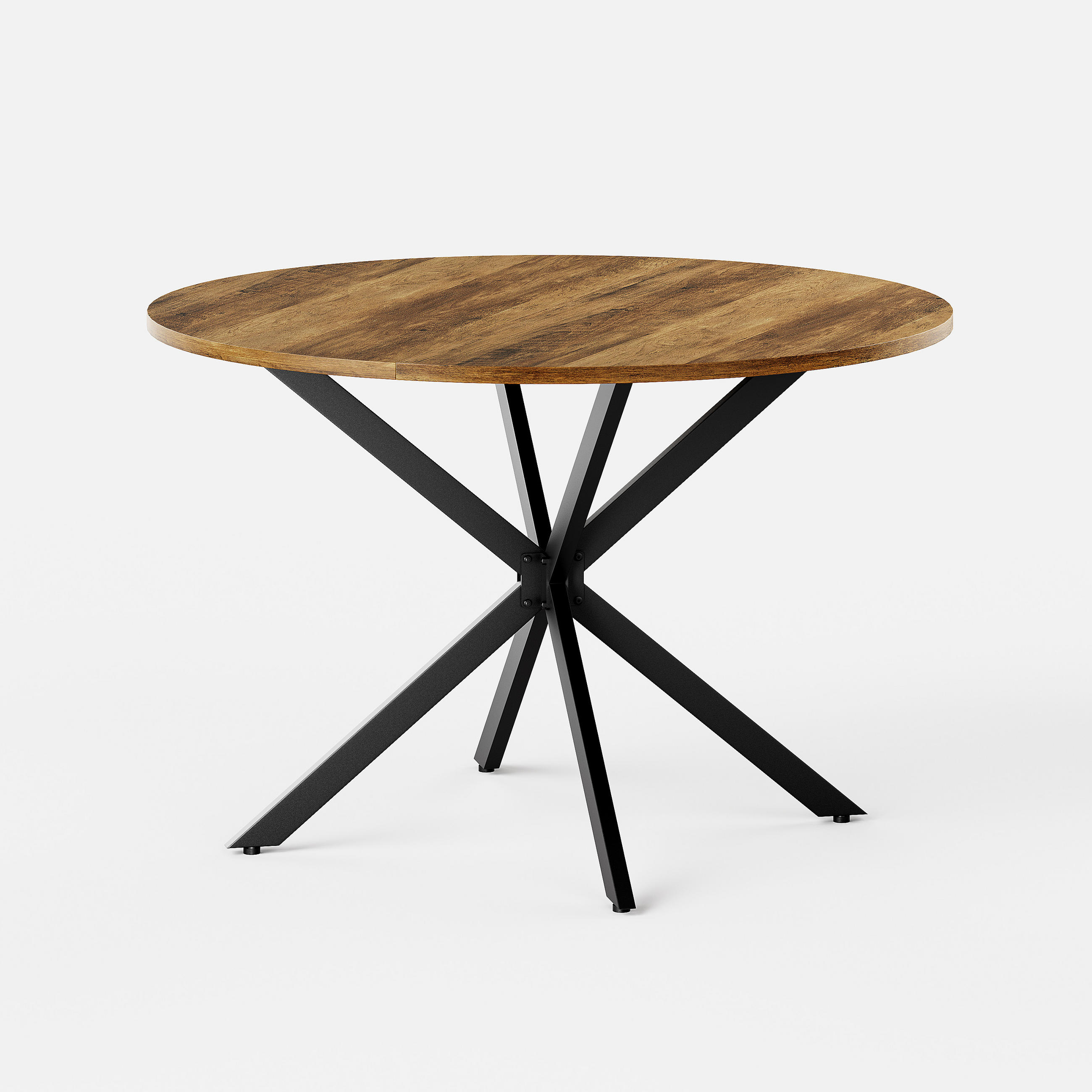 COUCHTISCH 120cm Runder Esstisch-Landhausstil Mit X-Beinen Retro-Braun Für 4-6 Personen - Braun, Holz (120/120/78cm) - Raelunyi