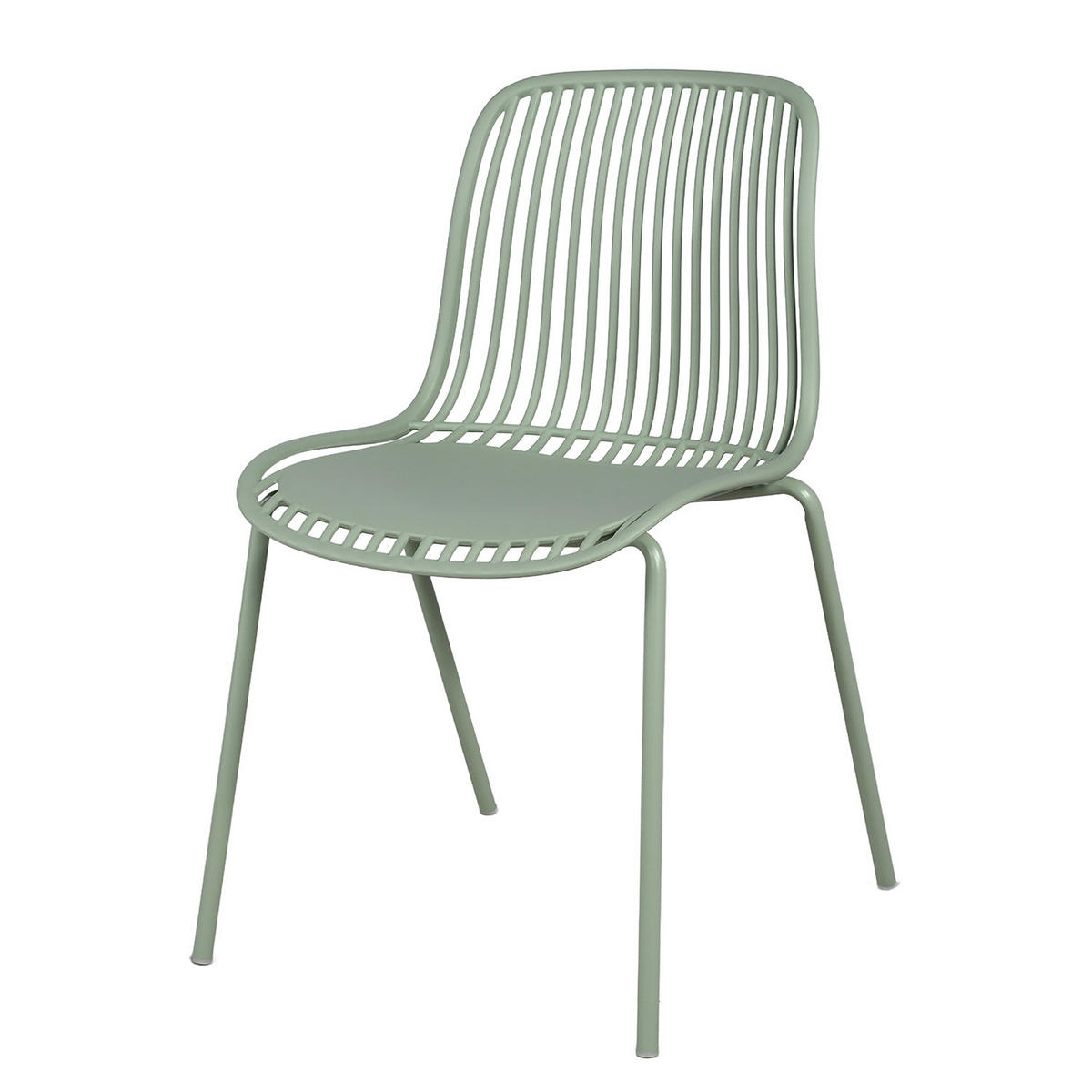 GARTENSTUHL - 4er-Set - Stahl / Polypropylen - Salbeigrün, Kunststoff/Metall (51/82/54cm) - home24