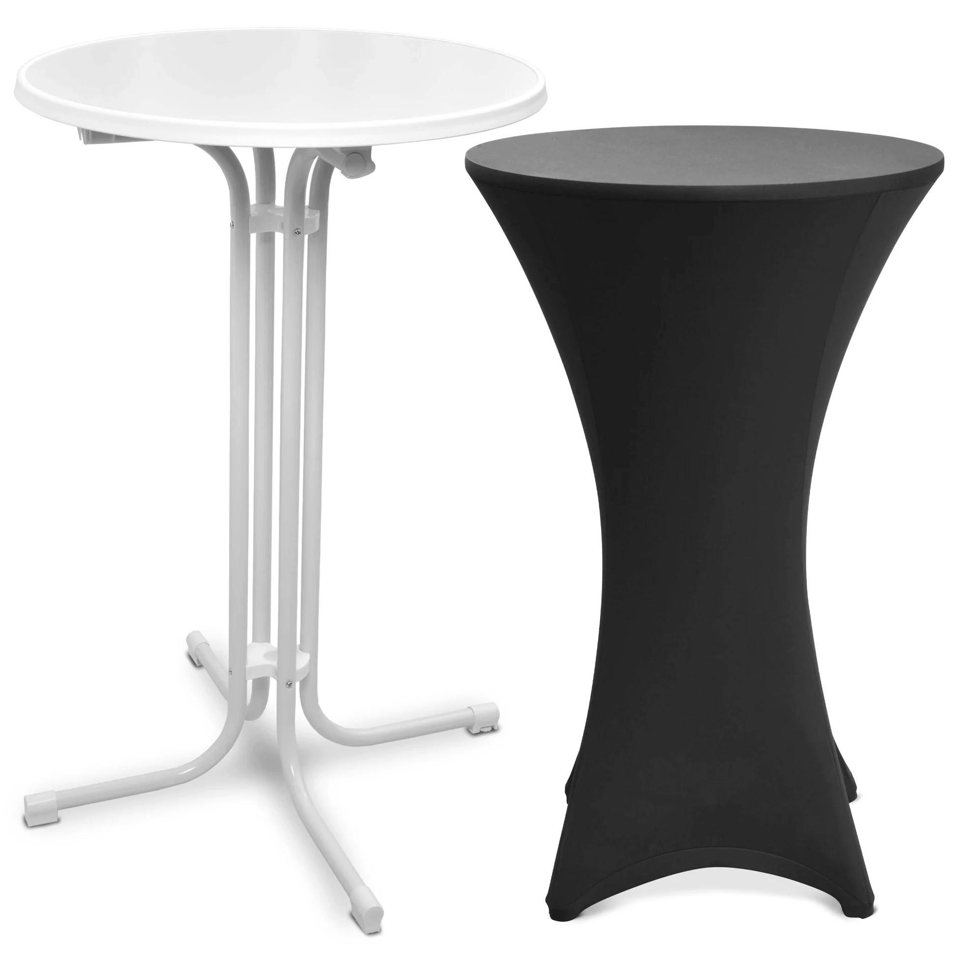 STEHTISCH Bellini Ø 70cm Weiß mit Stella Stehtischhusse Ø 70cm Schwarz - Schwarz, Metall (70/70/110cm) - Beautissu 