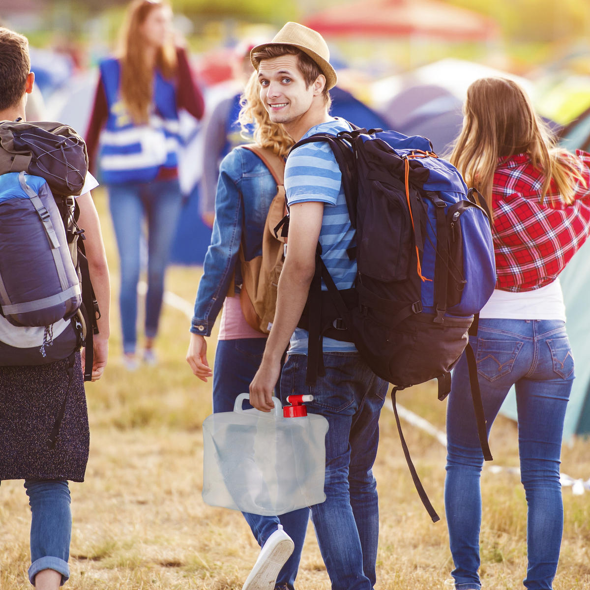 4XSKLADACIE kanistre - priehľadné, textil/plast (20L) - Relaxdays