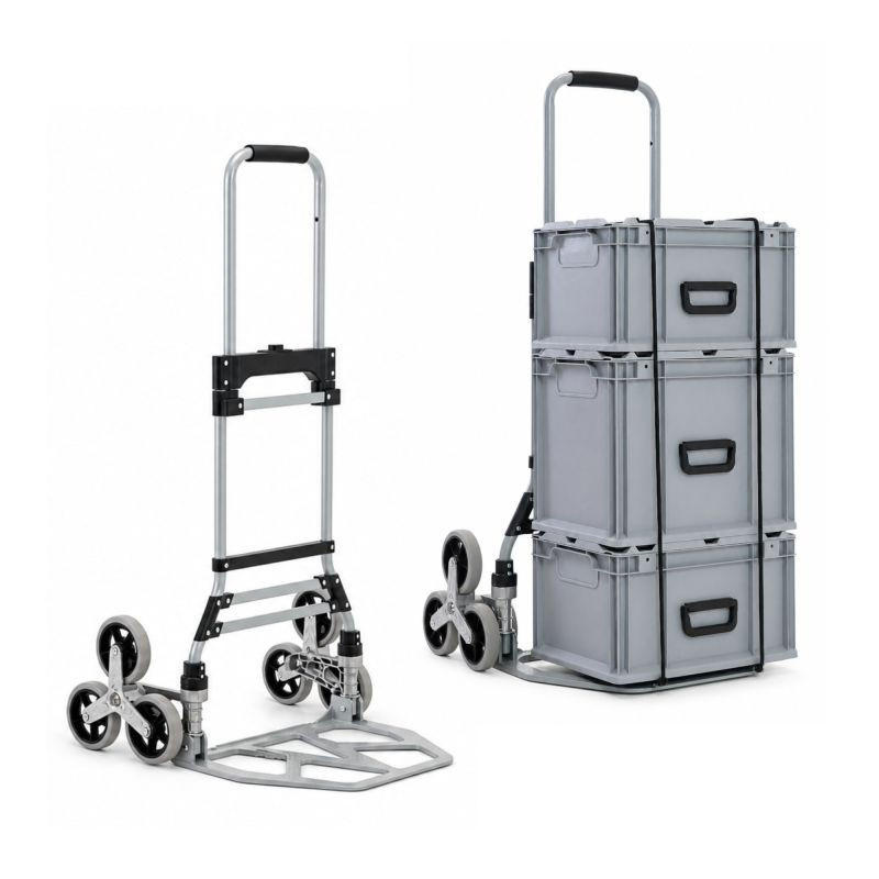 TREPPENSTEIGER Sackkarre Elephant klappbar 112x49x58cm Traglast 150kg AluminiumrahmenTRR Fachgummiräder Schwarz - Silberfarben, Metall (58/49/112cm) - PROREGAL