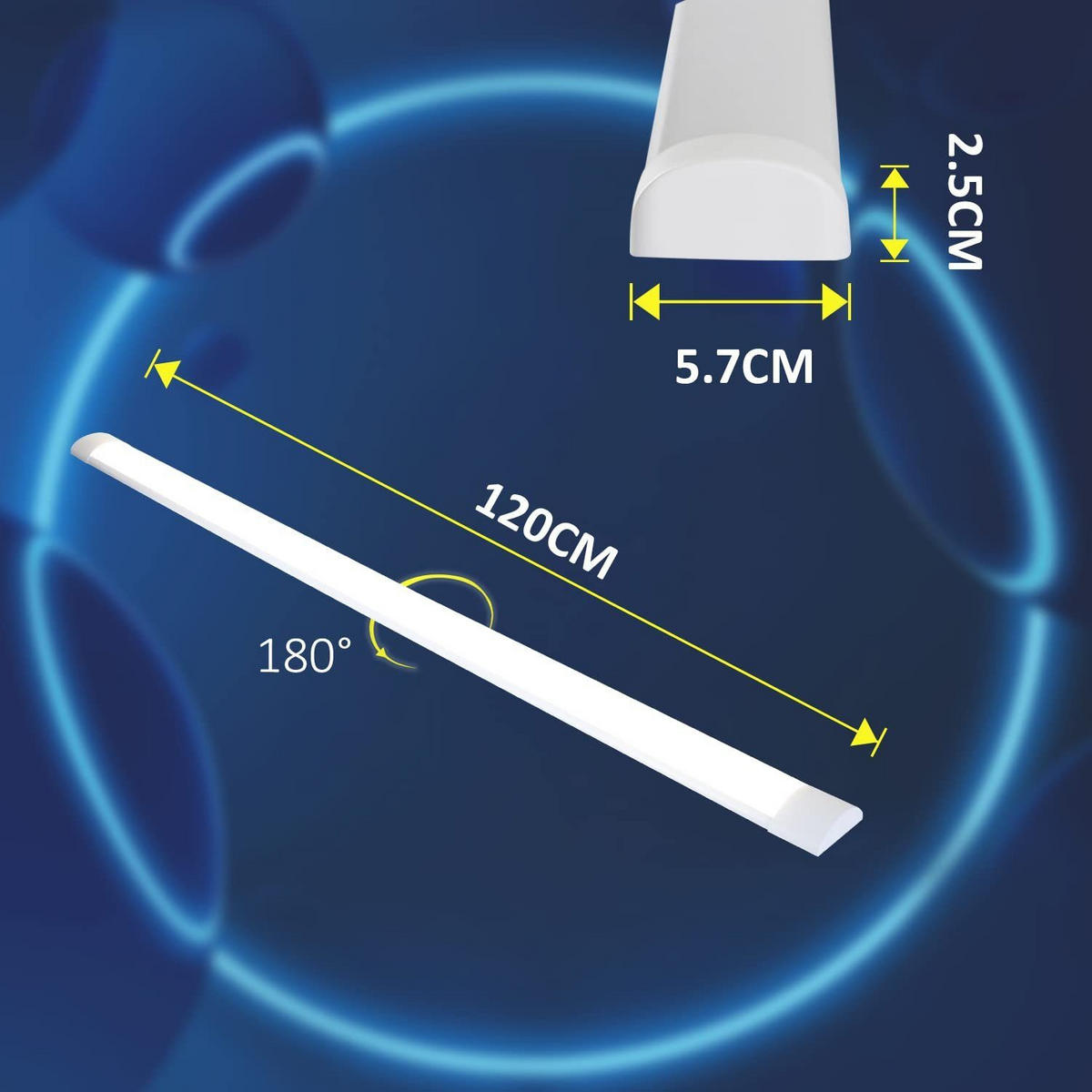 LED-DECKENLEUCHTE 120/5.7/2.6 cm - Weiß, Kunststoff (120/5.7/2.6cm) - ZMH
