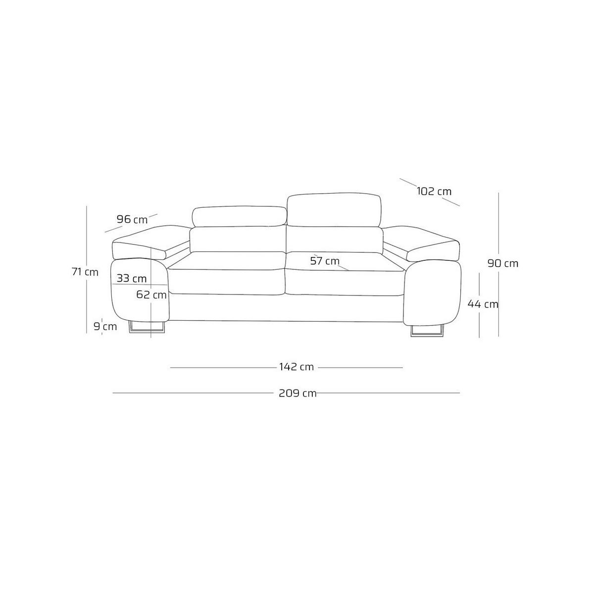 2-SITZER-SOFA WILD mit Verstellbare Kopfstützen Velours Dunkelbeige - Taupe/Chromfarben, Holz/Textil (209/89/102cm) - Muffo