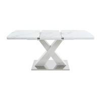 ESSTISCH 120-160/80/76,5 cm in Weiß mit Ausziehfunktion und X-Gestell - Weiß, Holzwerkstoff (160/80/76.5cm) - Flora Grace