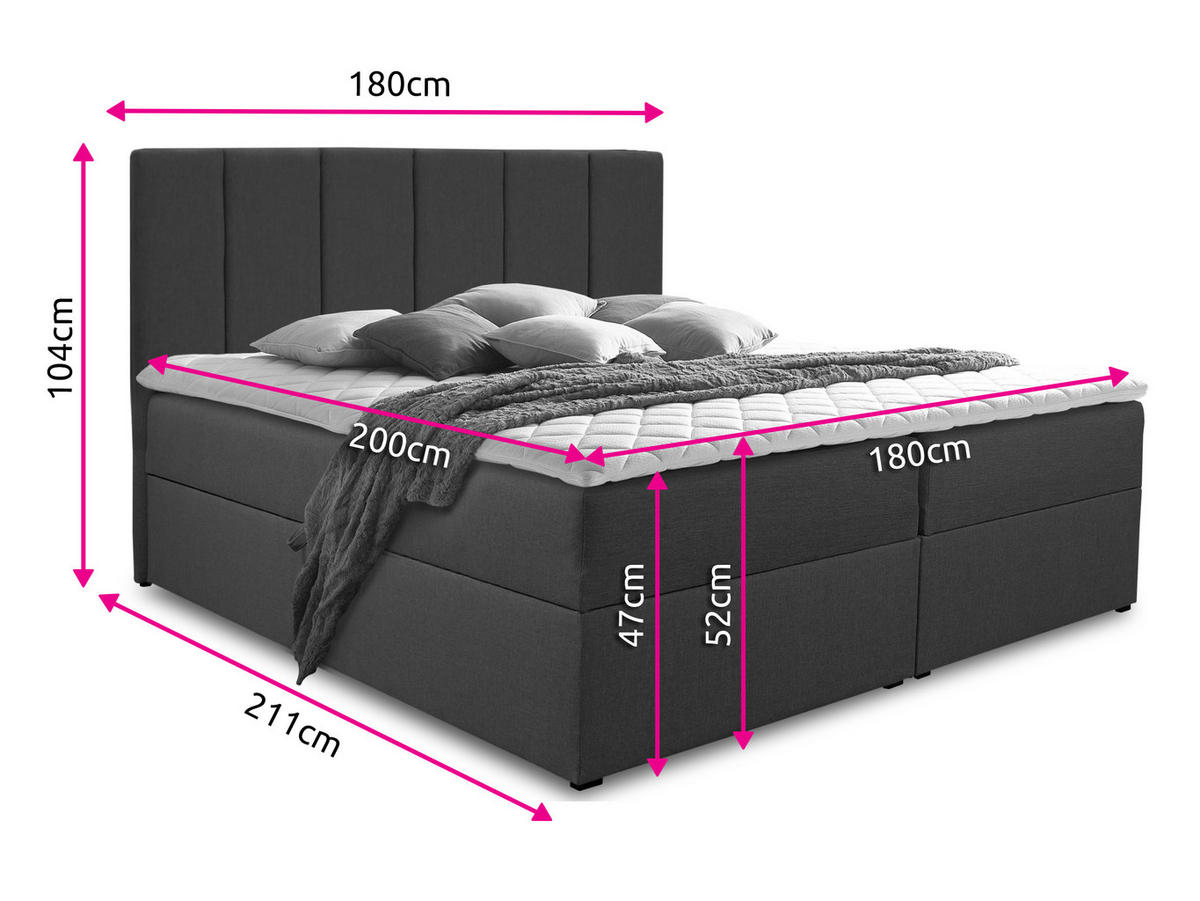 BOXBETT Star - 180x200 - grün (Kronos 19, Velvet) - Schwarz/Grün, Holz/Holzwerkstoff (180/200cm) - Sofnet