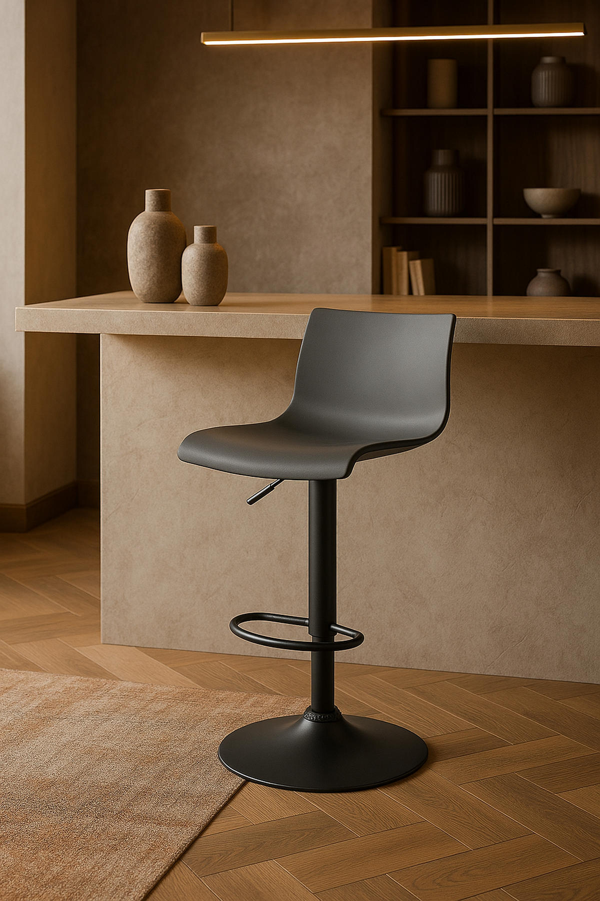 BARHOCKER 2er Set Brandon Kunststoff grau - Schwarz/Grau, Kunststoff/Metall (39/104/36cm) - TPFLiving