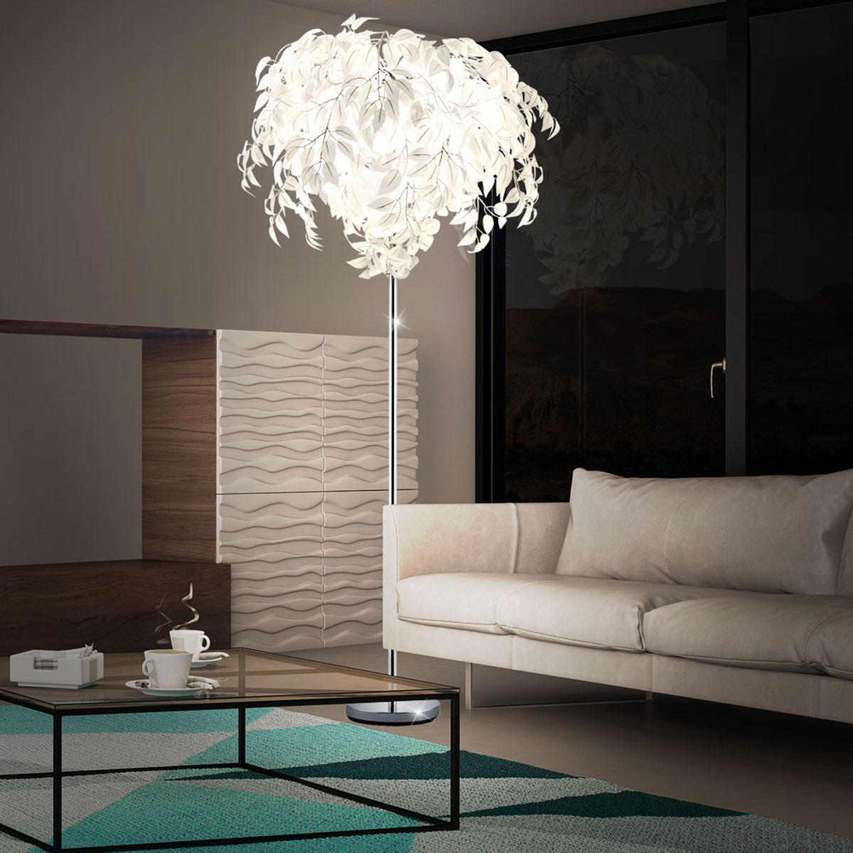 LED STEHLEUCHTE LEAVY Chrom Silber - Silberfarben, Metall (11.7/70/180cm)