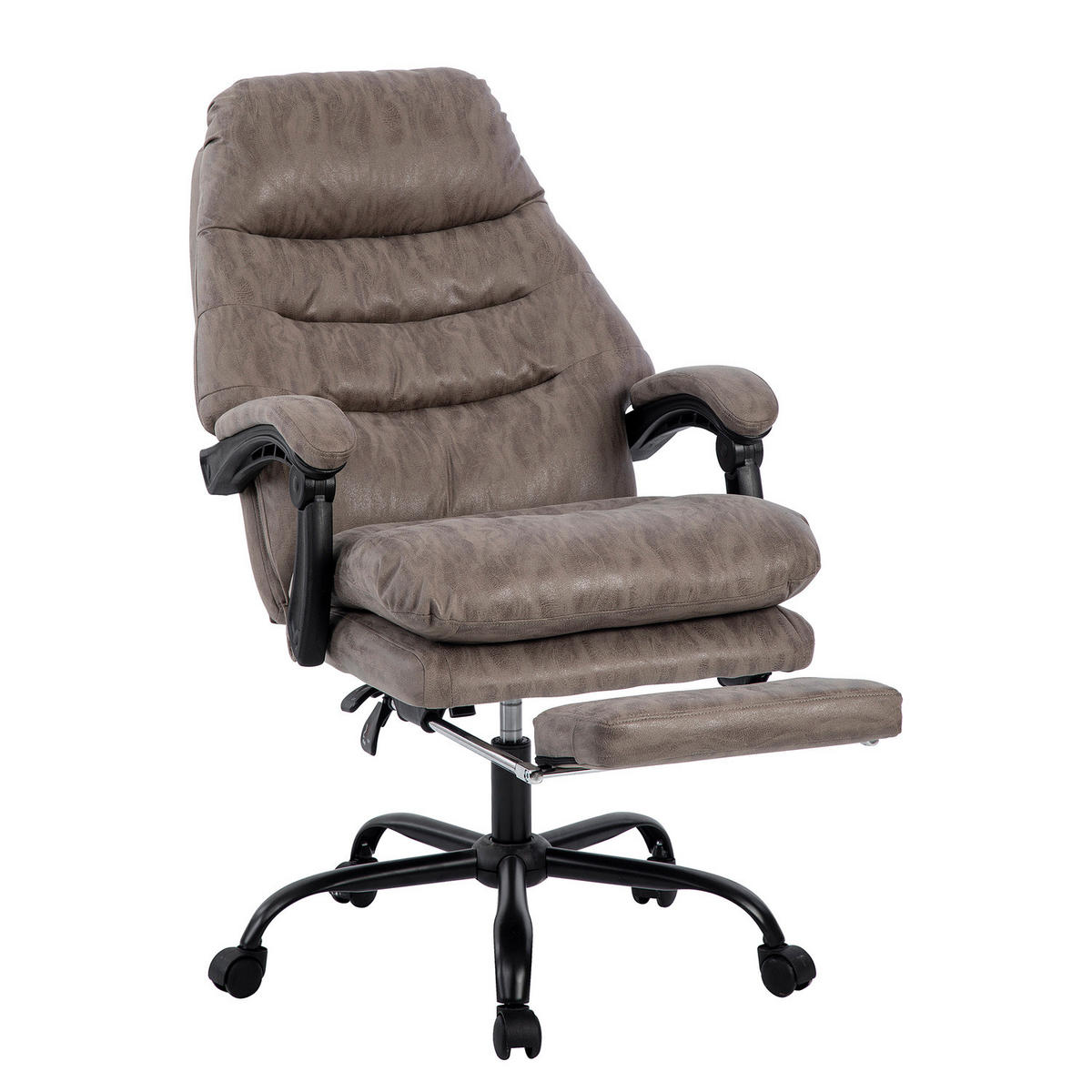 BÜRODREHSTUHL - Antiklederlook - Microfaser / Stahl - Grau, Kunststoff/Metall (64/122/72cm) - home24