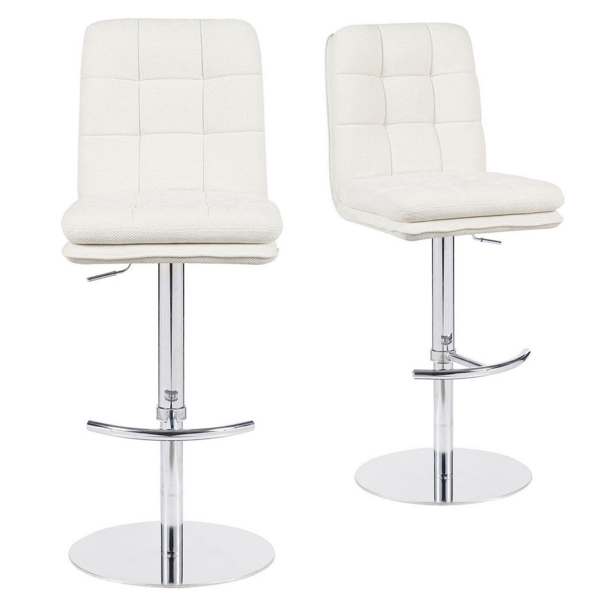 BARHOCKER Juno - Chromfarben/Creme, Textil/Metall (45/98/57cm) - DUBI Möbel