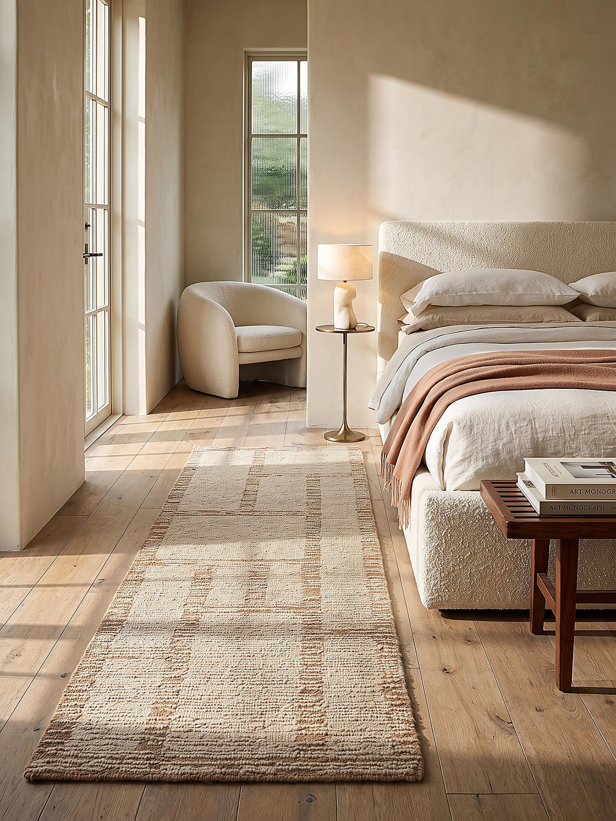 LÄUFER handgetuftet GANNEL, in Natur, Blockdesign, 80 x 230 cm - Beige, Textil (80/230cm) - KADIMA DESIGN
