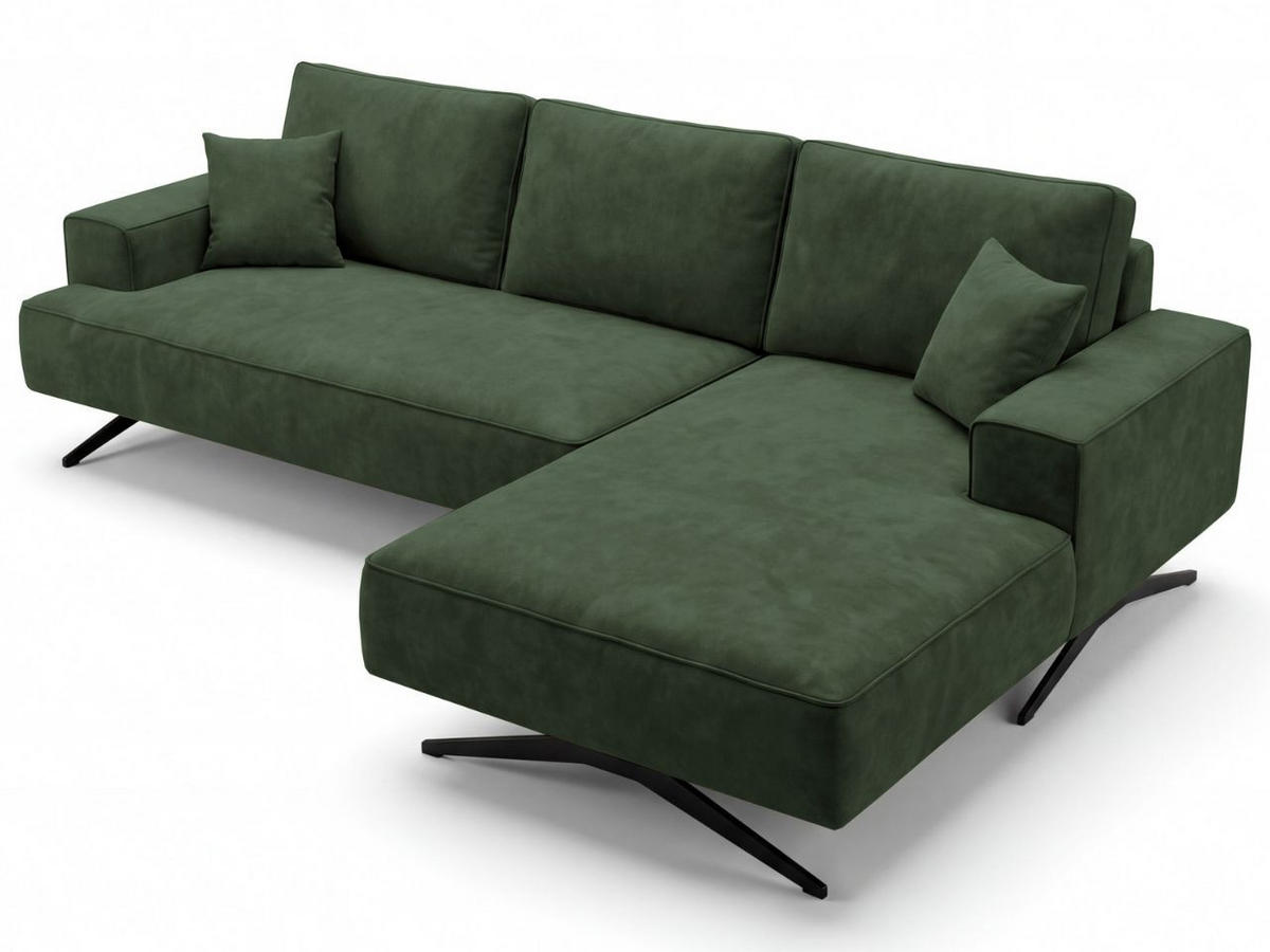 ECKSOFA Leto Grün Rechts - Schwarz/Grün, Holz/Textil (165/260cm) - Graingold