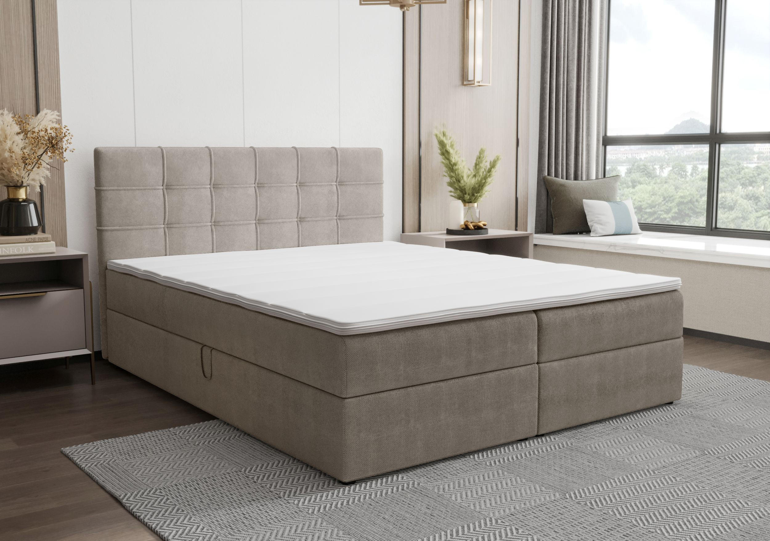 BOXBETT KIDA mit Matratze H3, Bonell und Topper 120x200 Curio 11 - Graubraun, Textil (120/200cm) - Bedante