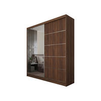 SCHWEBETÜRENSCHRANK Samantha 200 cm mit Spiegel, 2-türig, Nuss Warmia - Dunkelbraun, Kunststoff (200/216/61cm) - Margaret Hadas24