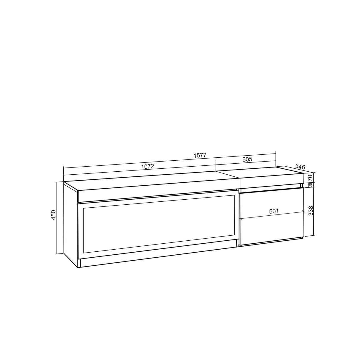 LOWBOARD, Tv-Schrank Elektrokamin XXL, schwarz, 158/35/45cm - Schwarz, Holzwerkstoff (158/45/35cm) - Skraut Home