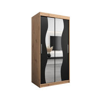 SCHWEBETÜRENSCHRANK 200/100/62 2-türig - Silberfarben/Schwarz, Holz/Kunststoff (100/200/62cm) - Abiks Möbel