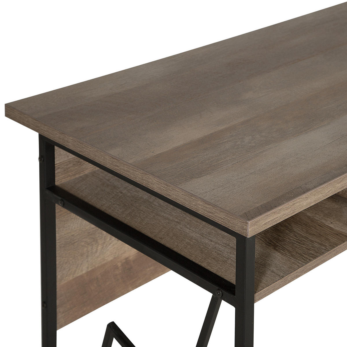 SCHREIBTISCH dunkler Holzfarbton 120/60/76 cm Forres - Dunkelgrau, Holzwerkstoff (60/120/76cm) - Beliani