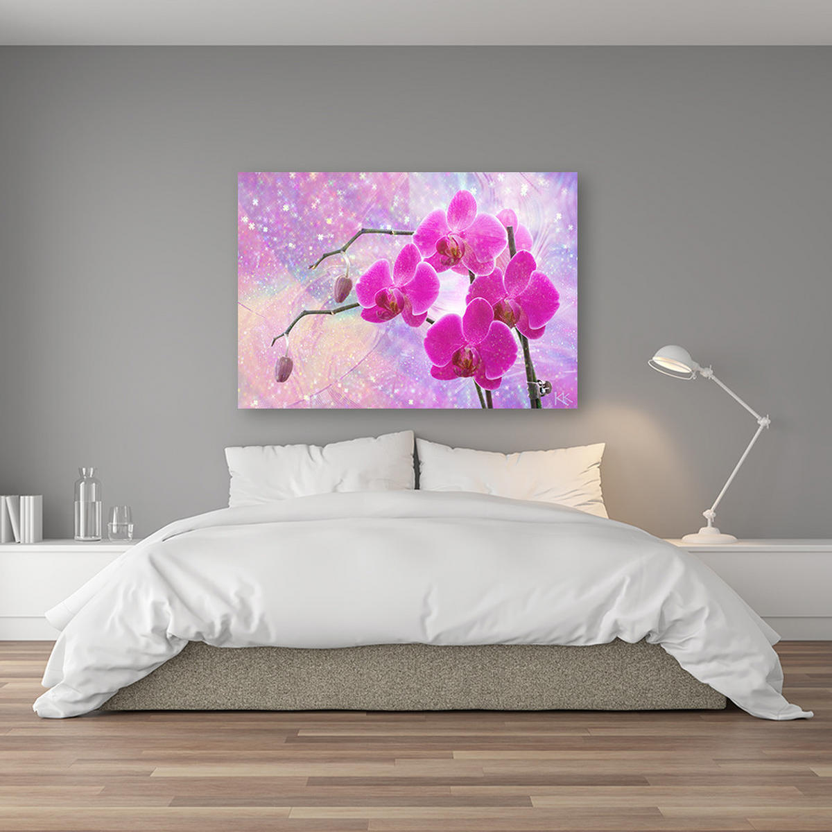 WANDBILD abstrakt rosa orchideen blumen - Lila, Textil (60/40cm) - Feeby