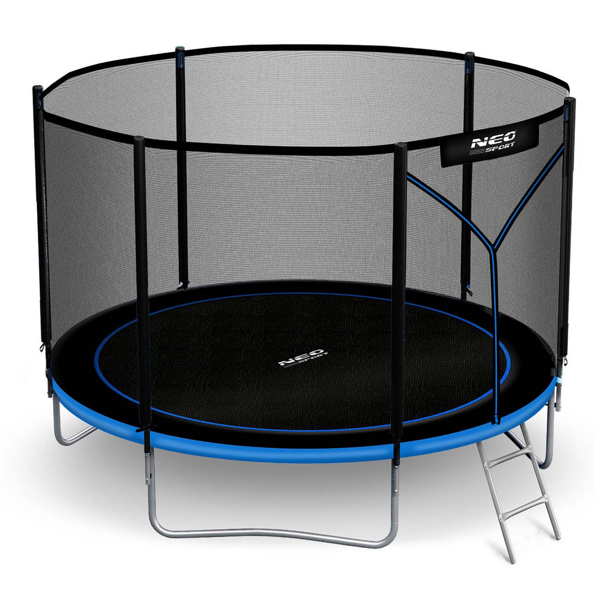 GARTENTRAMPOLIN 10 ft/312 cm mit Außennetz und Leiter - Blau, Metall (312/312cm)