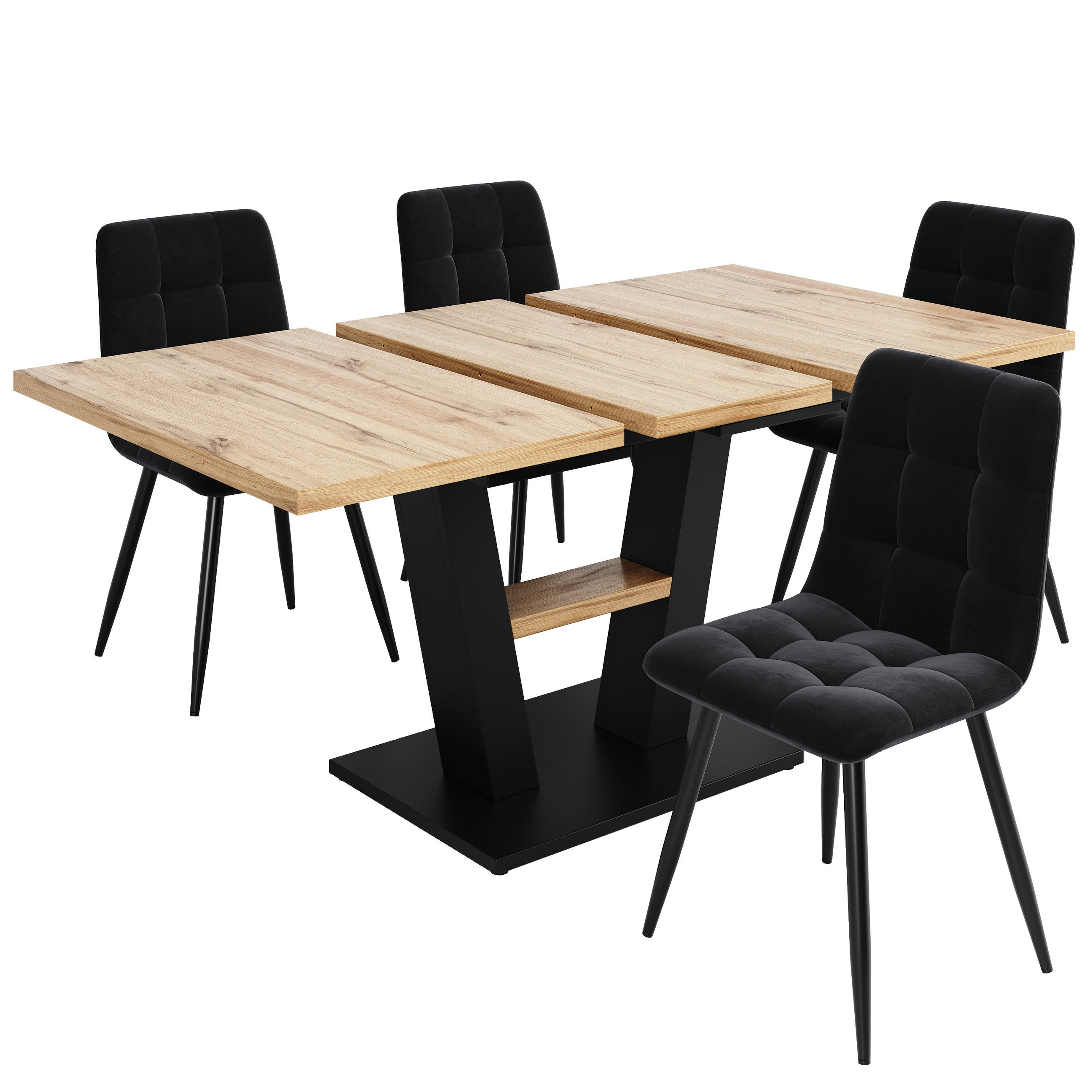 ComfortXL Essgruppe Schwarz 157x75x70 cm