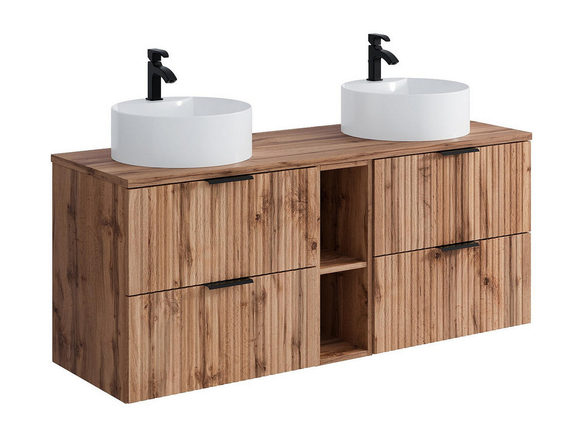 DOPPELWASCHTISCH - 140cm x 46cm - MDF - naturfarben hell - ZEVARA - Naturfarben, Holz (140/57/46cm) - Vente-Unique