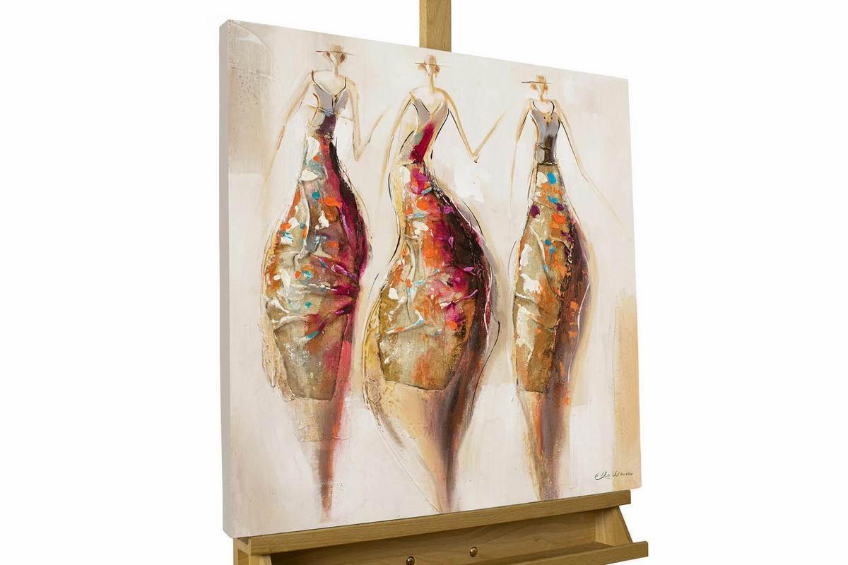 ACRYLBILD HANDGEMALT 60/60 cm - Beige/Braun, Holz/Textil (0.72/60cm) - KUNSTLOFT