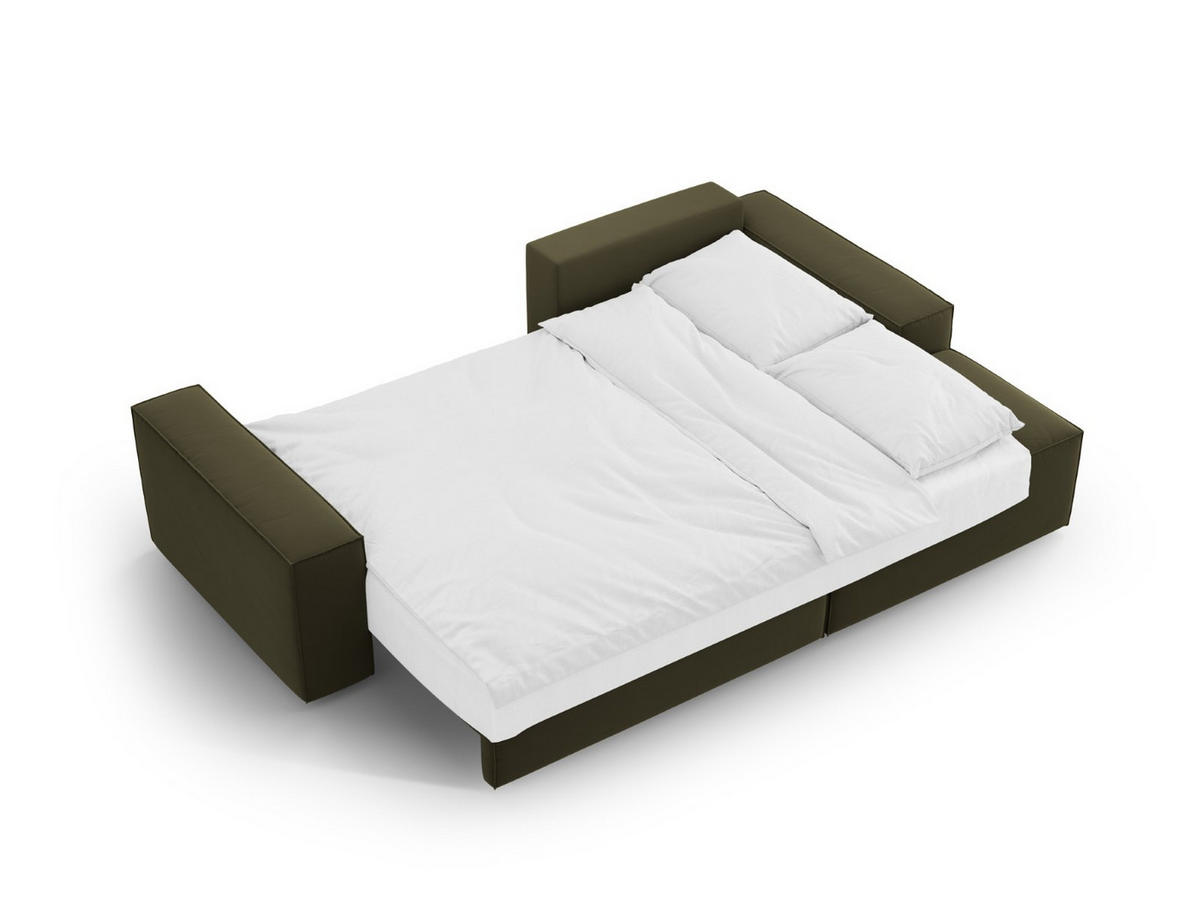 ECKSOFA ausklappbar rechts mit Container Jodie aus Samt grün 3 Sitzplätze - Grün, Textil (151/246cm) - Micadoni