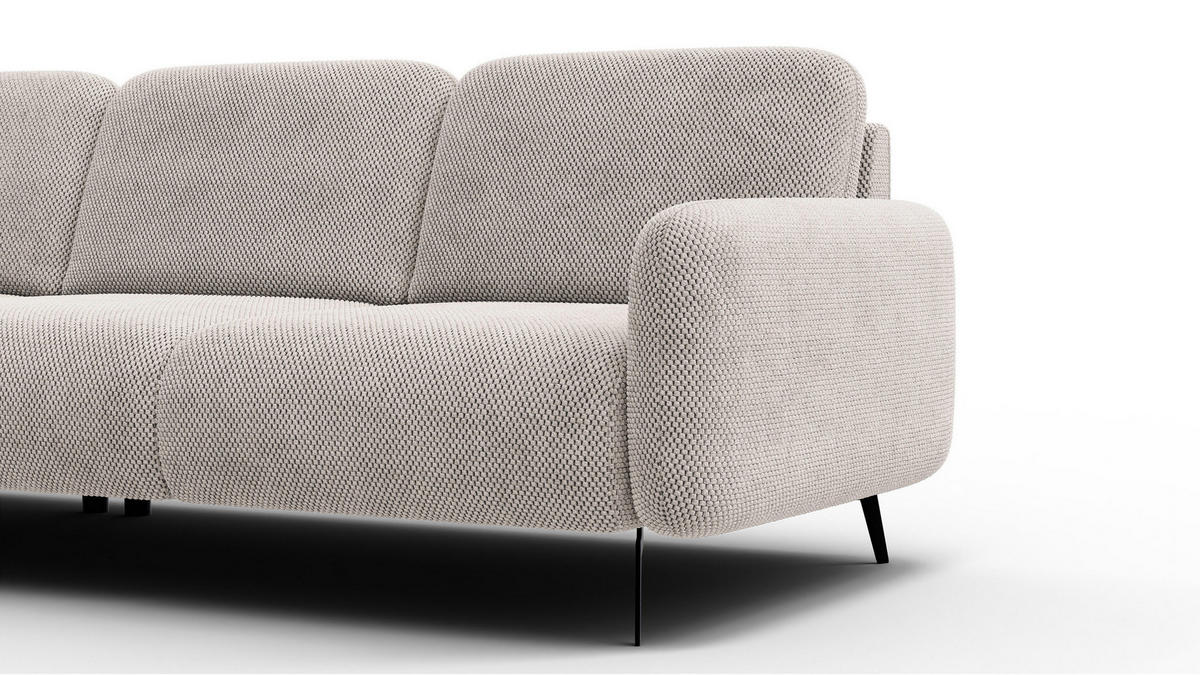 ECKSOFA FEBE 5-Sitzer links, beige - Beige/Schwarz, Holz/Textil (271/190cm) - Courtois Laville