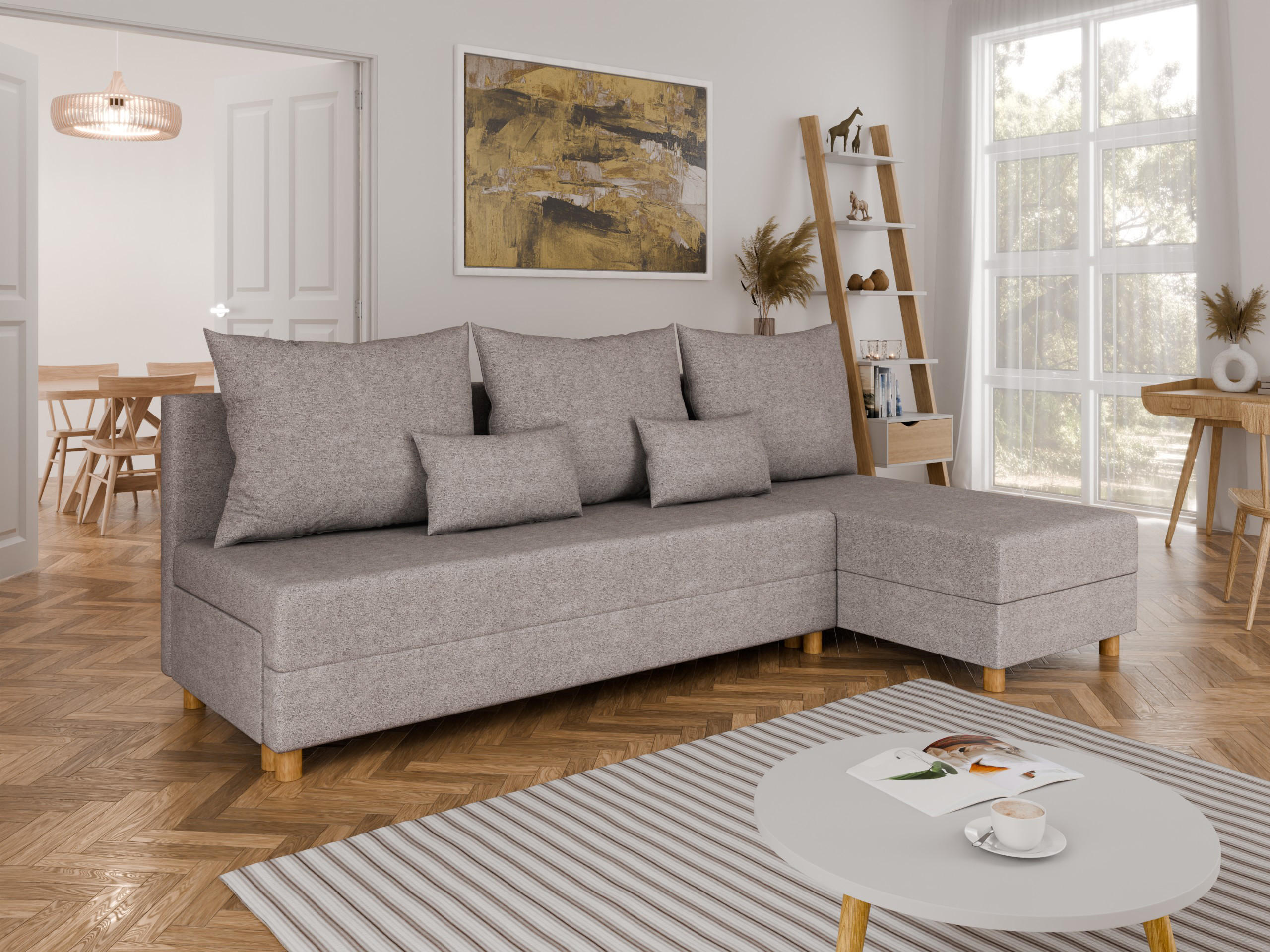Thumbnail - Panda Möbel Ecksofa, Grau, Holz, 214x122 cm, Wohnzimmer, Sofas & Couches, Wohnlandschaften, Ecksofas