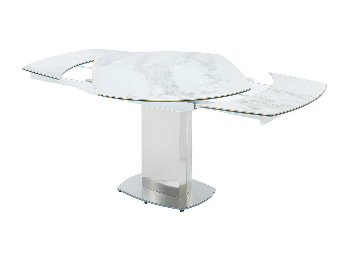 ESSTISCH ausziehbar - 4 bis 6 Personen - Keramik & Stahl - TALICIA - Weiß, Glas (90/180/75cm) - Vente-Unique