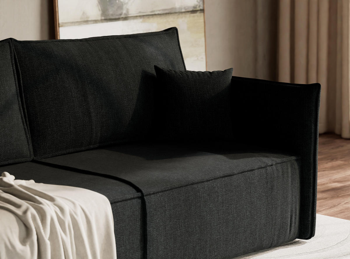 SOFA MIT SCHLAFFUNKTION Obra Türkis Webstoff - Türkis/Schwarz, Holz/Holzwerkstoff (220/70/107cm) - Maison de Reve