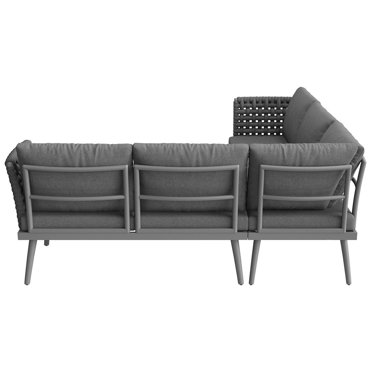 LOUNGEGARNITUR aus Eisen 200x73x76.5cm Grau mit 8 cm Polstern - Grau, Metall - Modfu