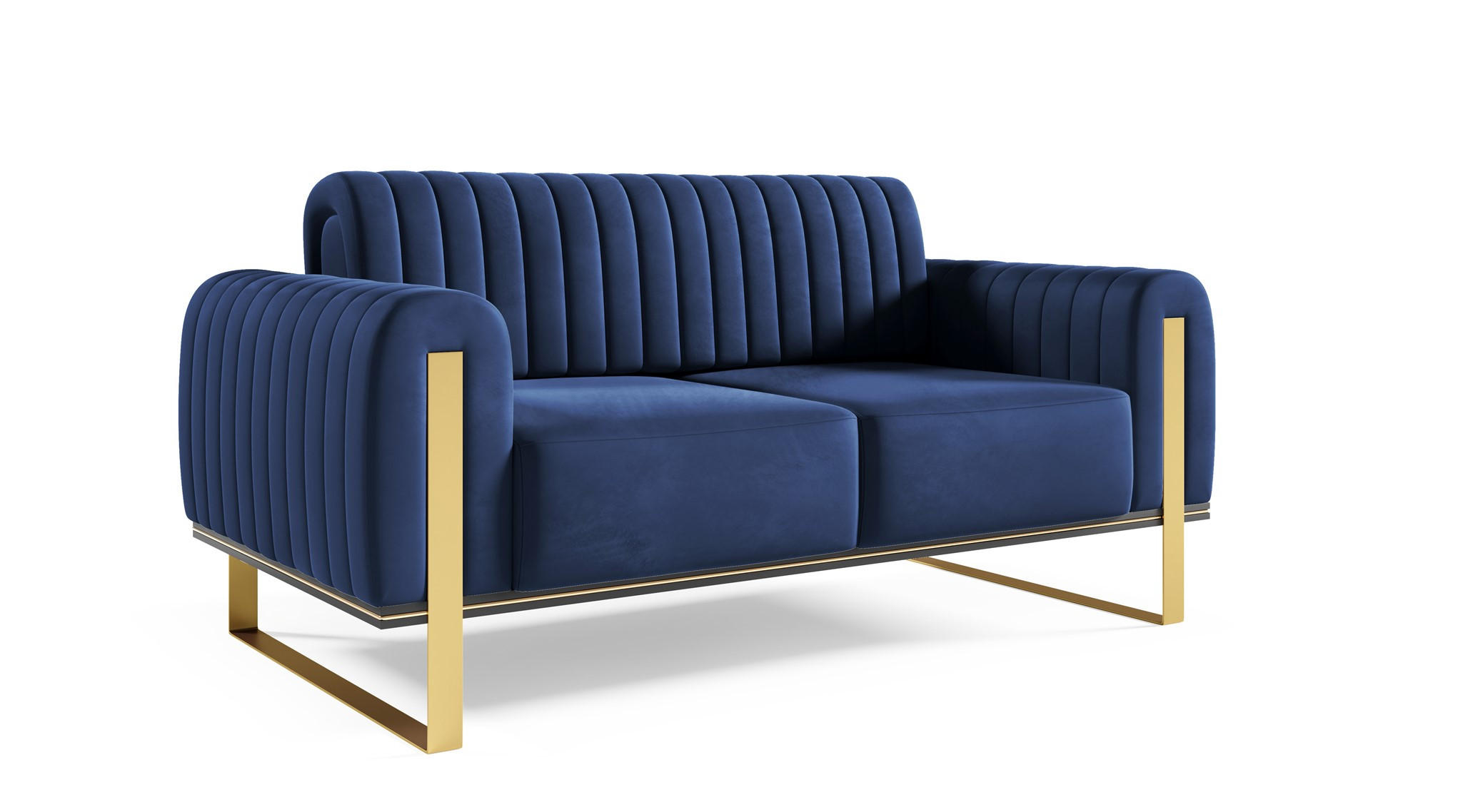 SOFA Valerie 2-sitzer - Dunkelblau, Holzwerkstoff/Textil (164/79/90cm) - Fun Möbel