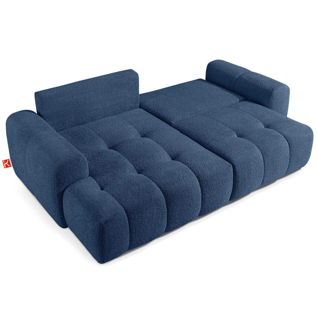 ECKSOFA LINKS RAVIA, Bouclé, Marineblau - Dunkelblau, Holz/Textil (256/104cm) - KONSIMO®