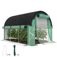 POLYTUNNEL-GEWÄCHSHAUS DE-05775 Mit Sonnenschutznetz, rollbaren Seitenwänden Grün - Grün, Kunststoff/Metall (200/198/300cm) - ComfortXL