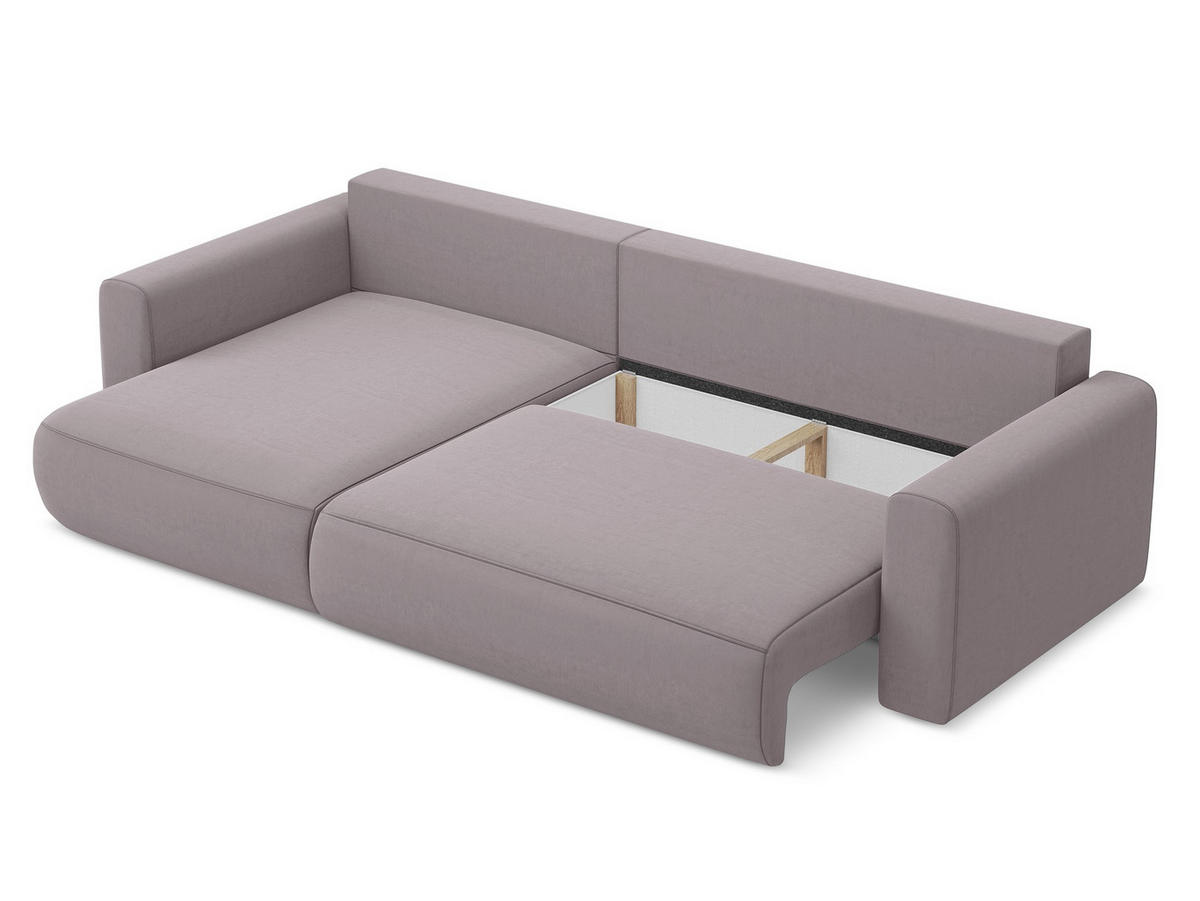 ECKSOFA mit Schlaffunktion Samt Stoff Violett - Lila/Flieder, Kunststoff/Textil (149/278cm) - Makamii
