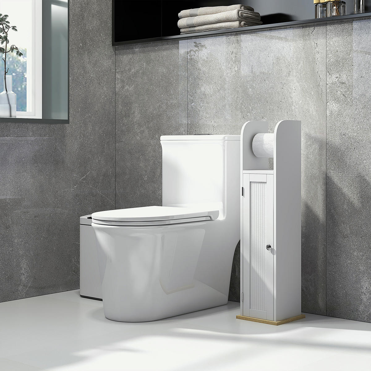 TOILETTENPAPIERHALTER DE-12471 mit schrank 20/20/80 cm Weiß - Weiß, Holzwerkstoff (20/80/20cm) - ComfortXL