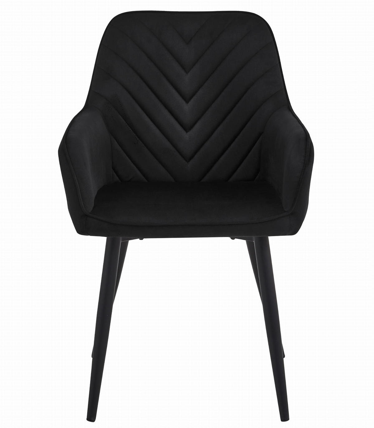 STUHL NEMI 4-er Set, Schwarz, Schwarz, mit Samtstoff gepolstert - Schwarz, Textil/Metall (54/84/61cm) - Komodee