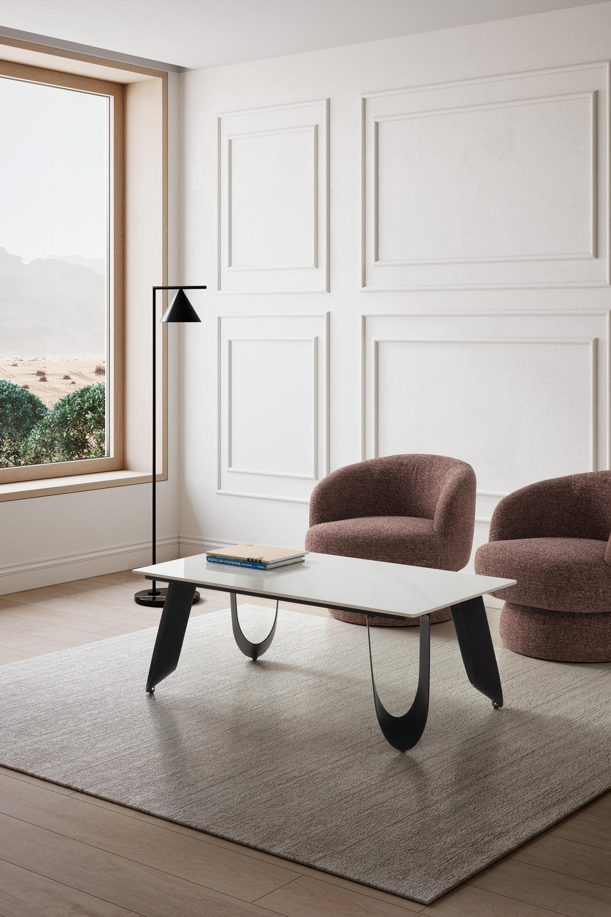 ESSTISCH Aila Weiß 120/65/44.5 cm - Weiß, Stein (120/65/44.5cm)