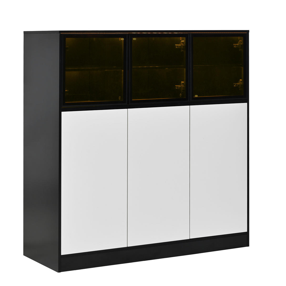 SIDEBOARD Schwarz und Weiß 100/40/105 cm - Schwarz, Glas (100/105/40cm) - PANGIVO