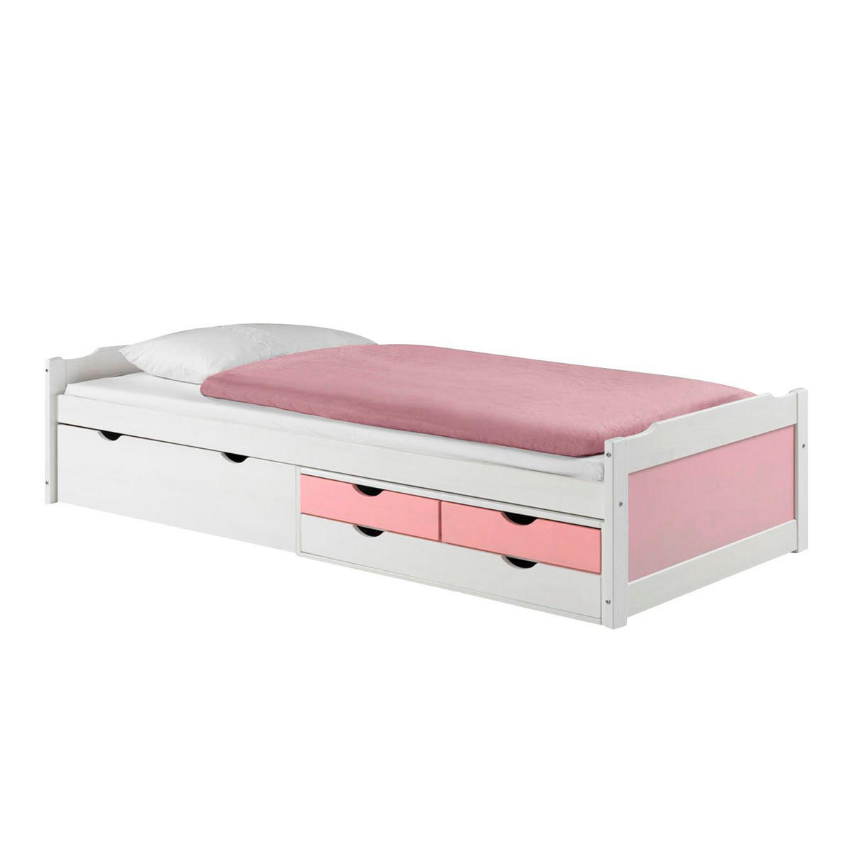 FUNKTIONSBETT ANDREA 90X200 CM - Weiß/Rosa, Holz (99/49/205cm) - IDIMEX