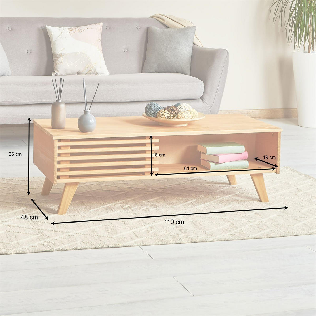 COUCHTISCH SEAN braun - Braun, Holz (47/110/36cm) - IDIMEX