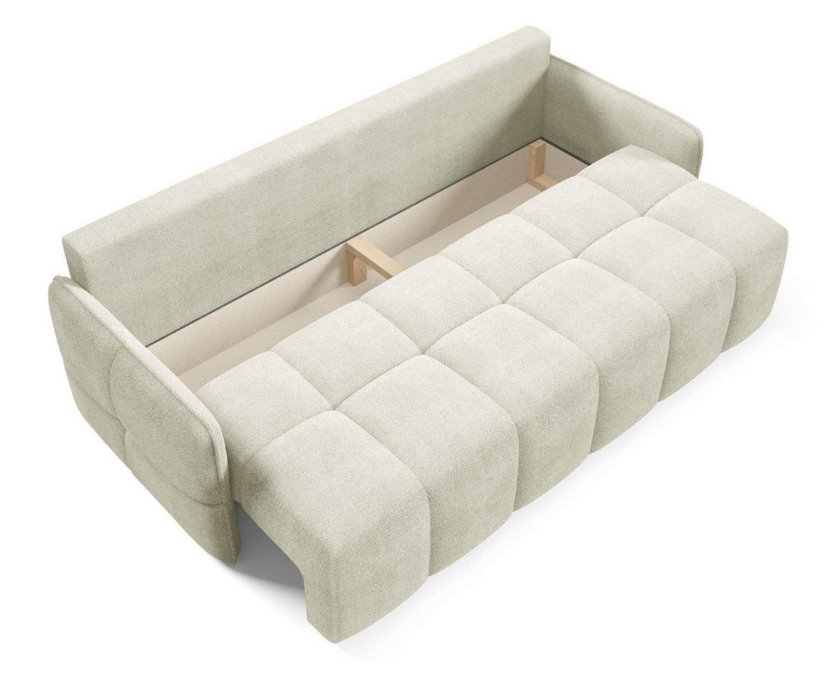 SCHLAFSOFA EMILI, Sofa mit Schlaffunktion und Bettkasten, Farbe: Beige, Bouclé-Stoff - Beige, Textil (212/95/90cm) - Sepro Meble
