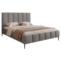 POLSTERBETT Sarafino Hellgrau Samt 160x200 cm - Hellgrau/Schwarz, Textil/Metall (160/200cm) - Selsey